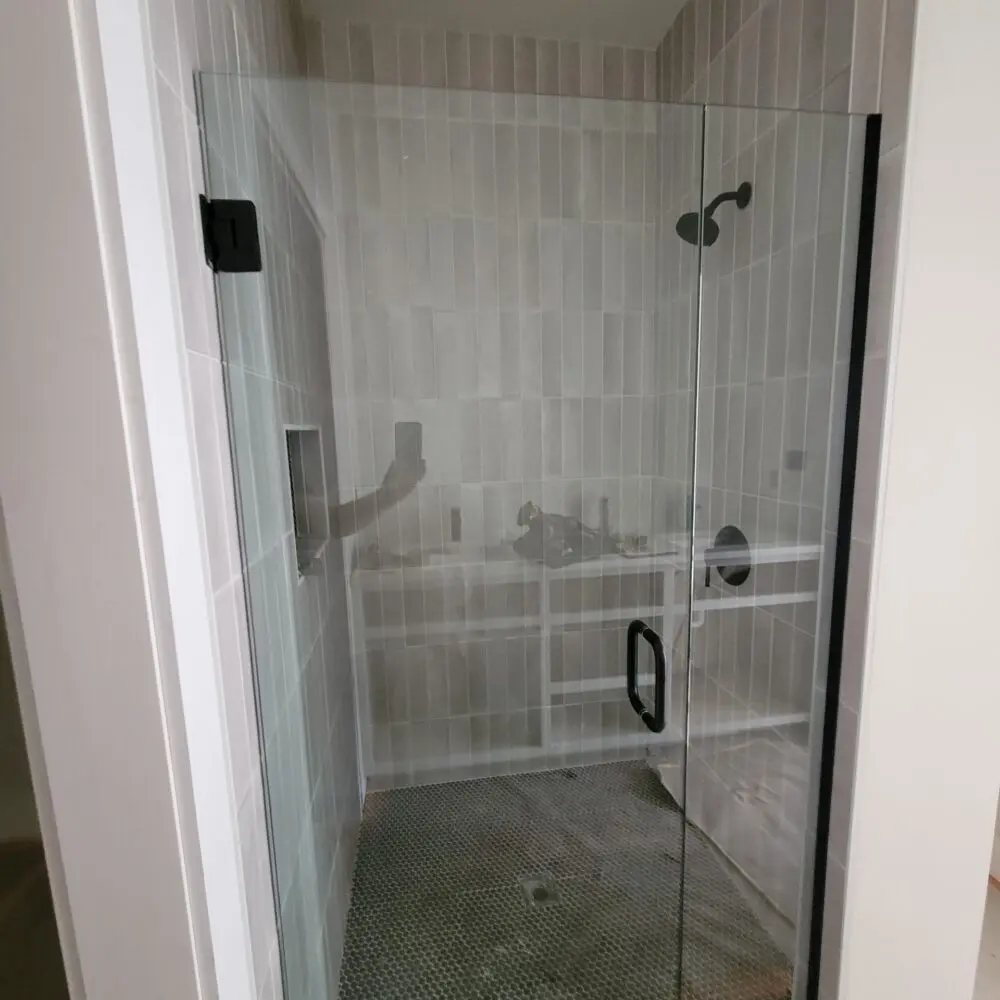 Swing Door, Stationary Panel - Matte Black